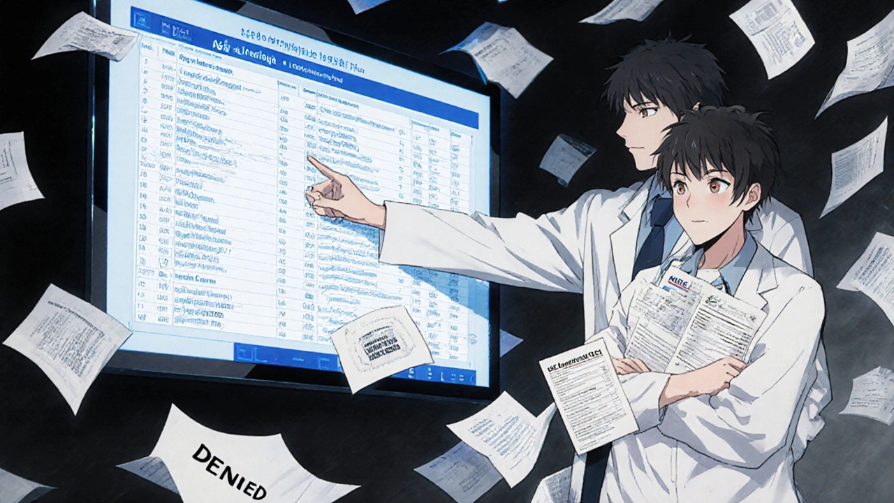 Doctor and athlete reviewing WADA banned list, medical documents swirling in the air, TUE form in hand.