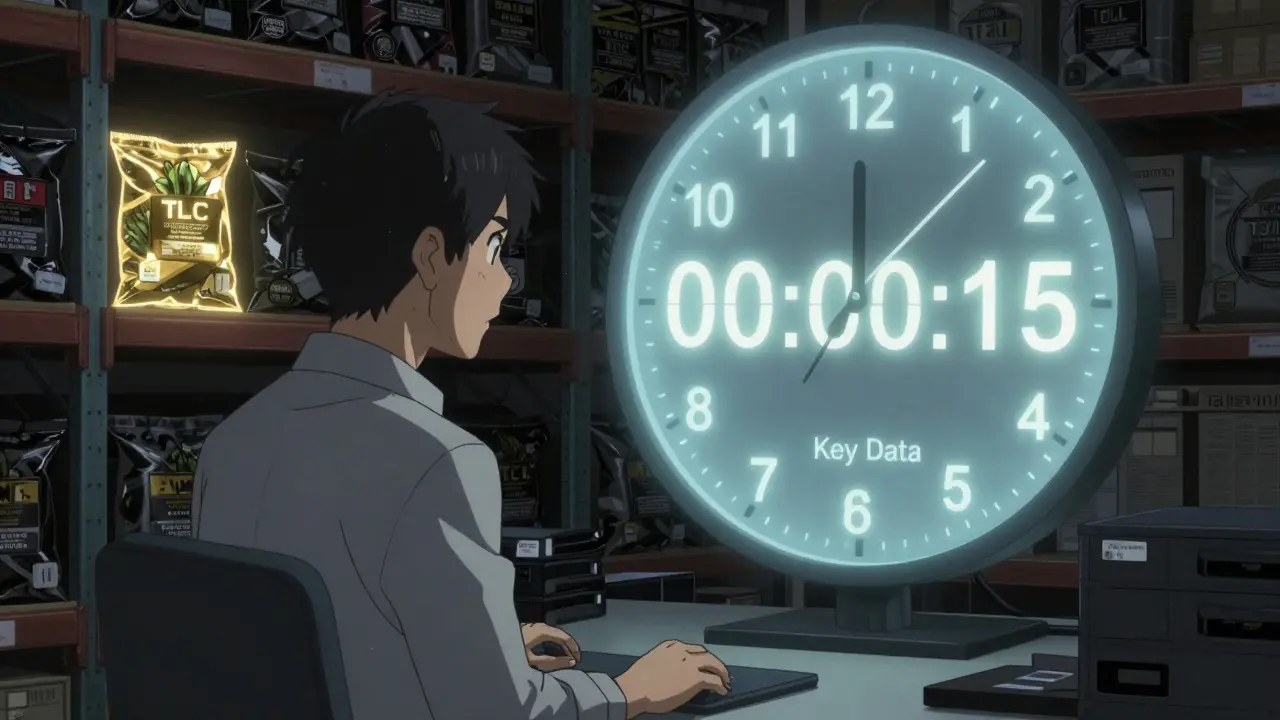 A warehouse manager watches a countdown as a single food batch is confirmed safe amid mass recalls.